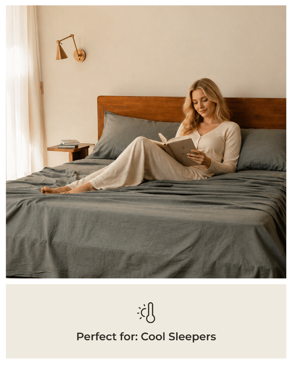 Classic Micro Twill Stripe Melange Sheet Set Indigo - Image 5