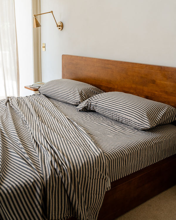 Classic Micro Twill Stripe Melange Pillowcase Set Steel Grey - Image 9